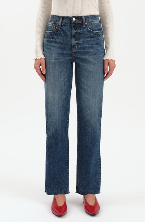 Daze Sun Raw Hem High Waist Crop Straight Leg Jeans In Blue