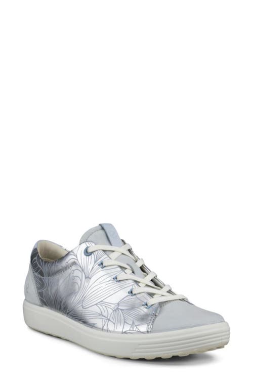 ECCO Soft 7 Sneaker in Pure Silver/Concrete 