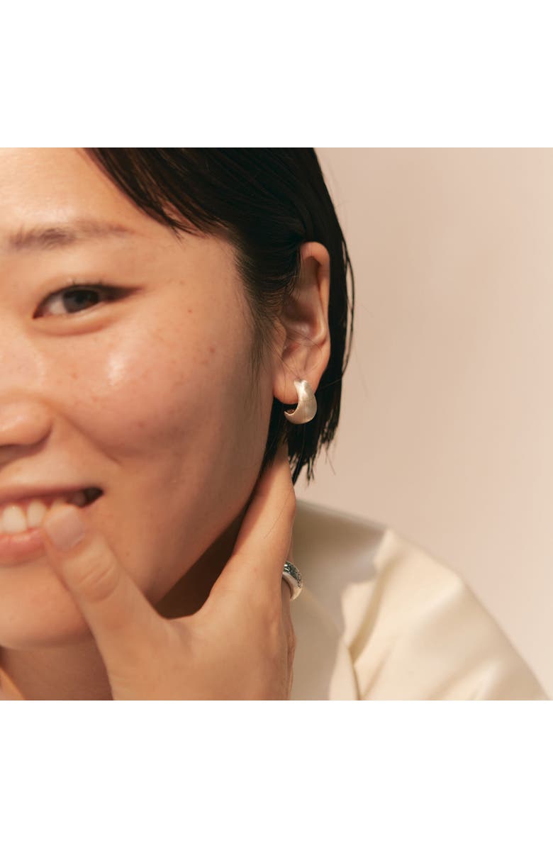 LOUPN Curved Earrings, Alternate, color, Silver