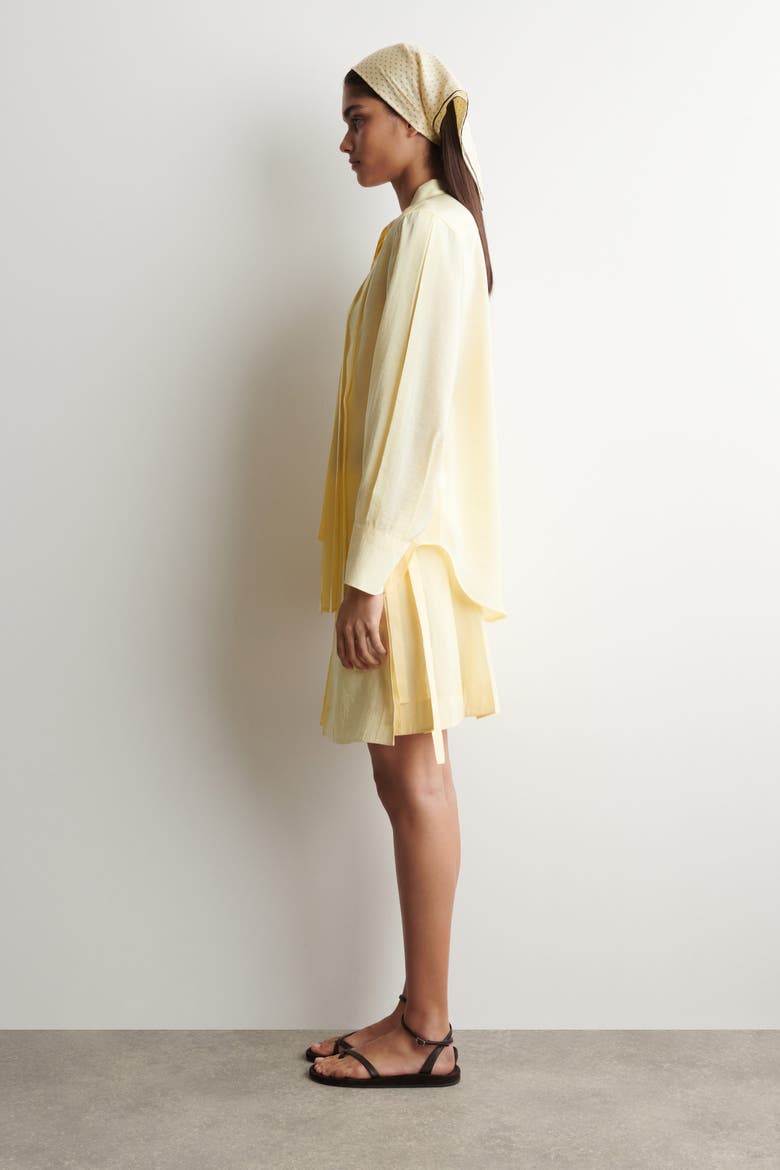 Pleated Bow-detail Blouse, Alternate, color, BUTTER YELLOW