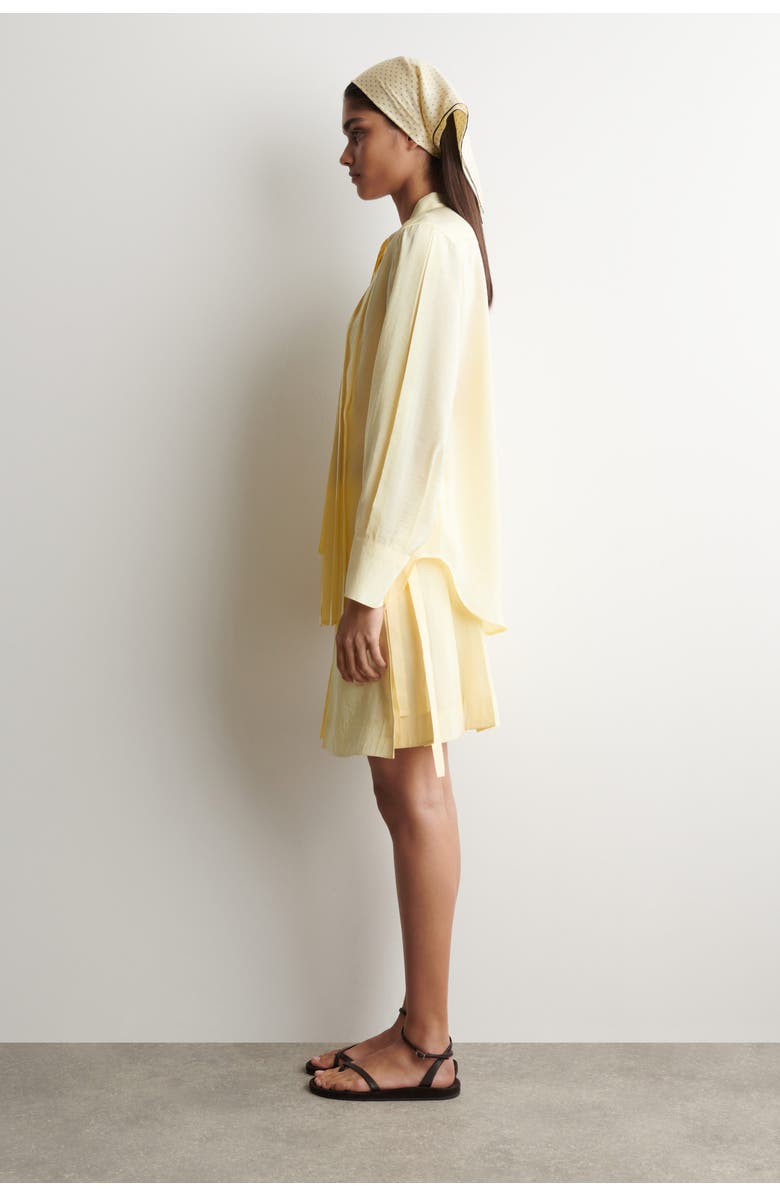 COS Pleated Bow-detail Blouse, Alternate, color, Butter Yellow