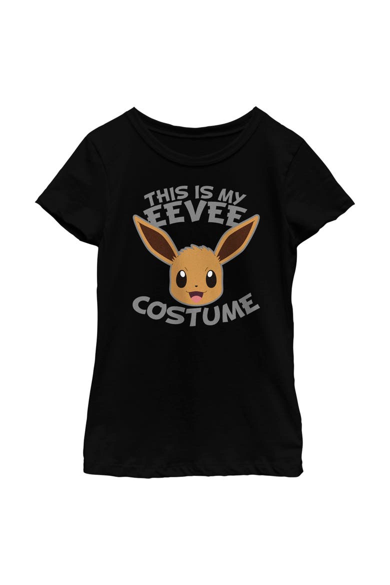 Girl's Pokemon Halloween This is my Eevee Costume  Graphic T-Shirt, Main, color, Black