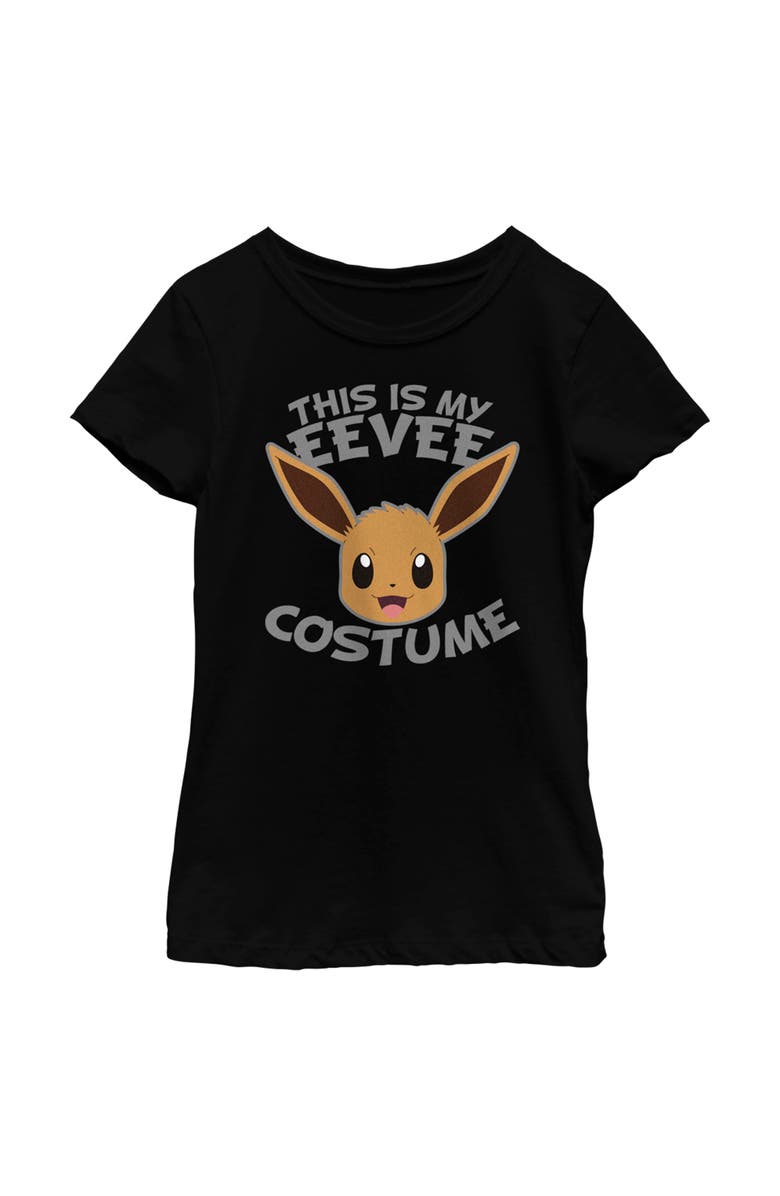 POKEMON Girl's Pokemon Halloween This is my Eevee Costume Graphic T-Shirt, Main, color, Black