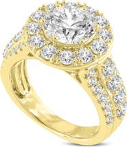 LuvMyJewelry Aline 14K Yellow Gold Round Cut Lab Grown Round Diamond Halo Engagement Ring - 3.85 Ct