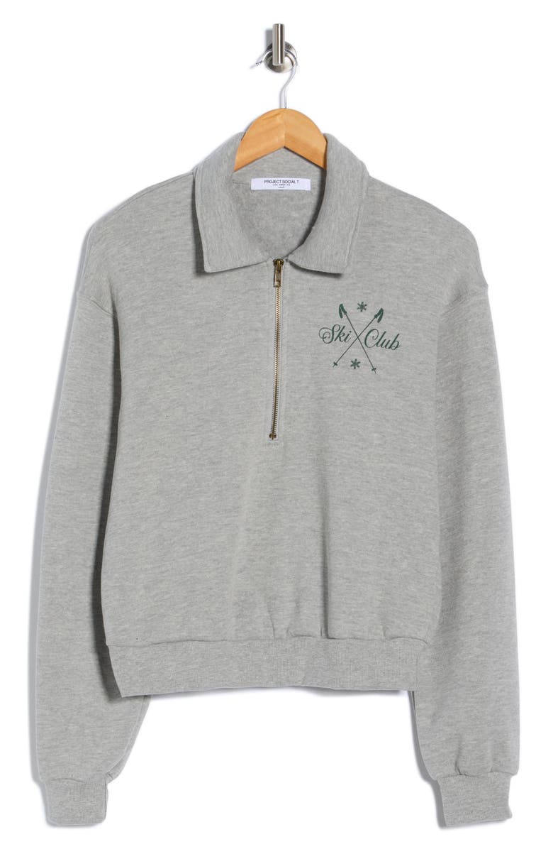 Project Social T Ski Club Half Zip Pullover, Alternate, color, Heather Grey
