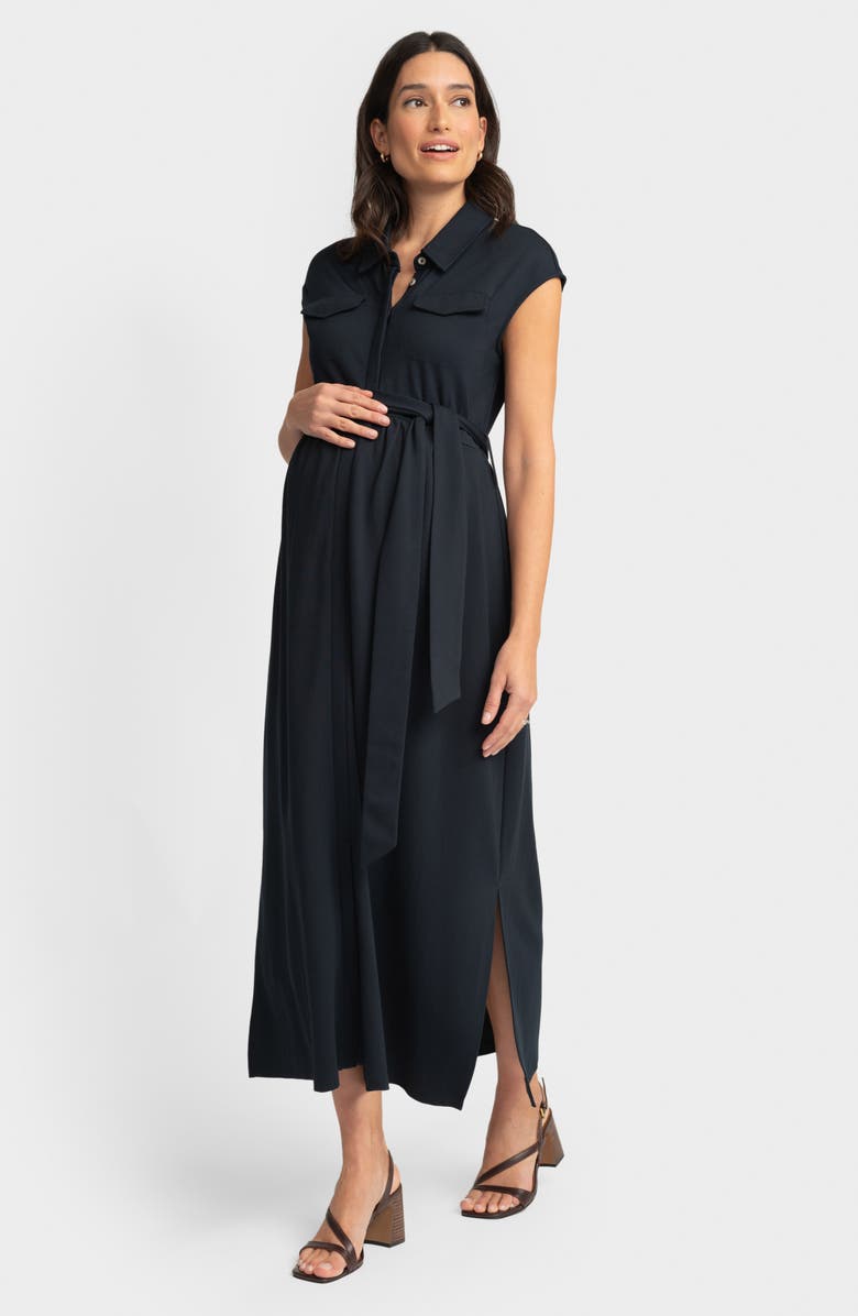 Seraphine Utility Jersey Maternity/Nursing Midi Shirtdress, Alternate, color, 