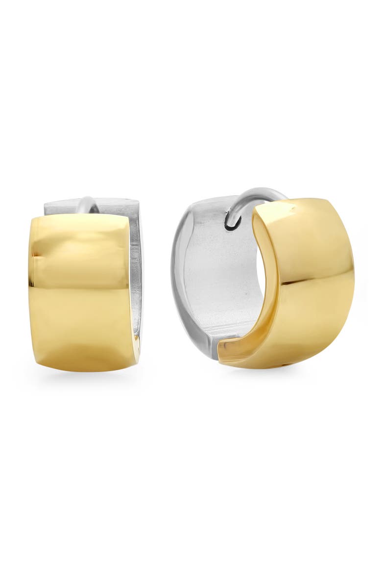 Two-Tone Stainless Steel Huggie Hoop Earrings, Main, color, TWO TONE