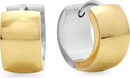 HMY JEWELRY Two-Tone Stainless Steel Huggie Hoop Earrings