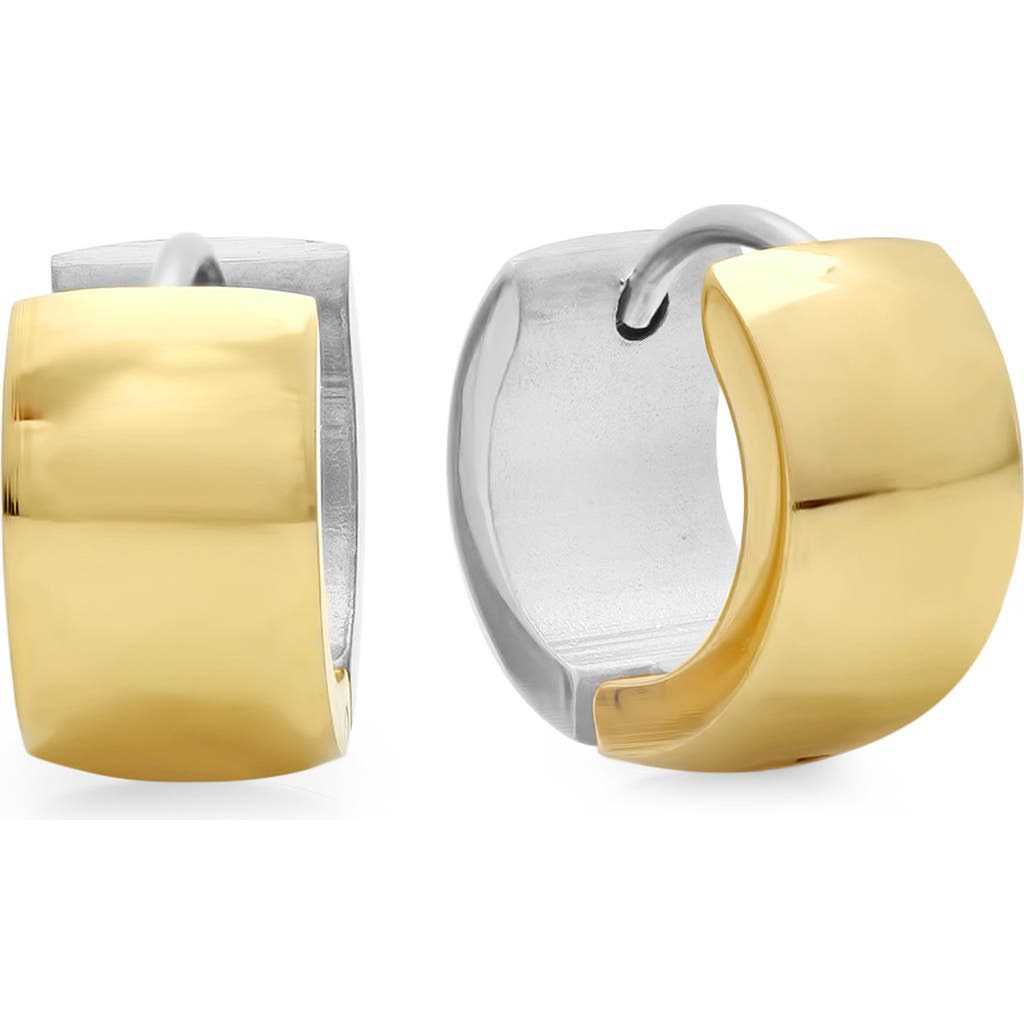 HMY JEWELRY Two-Tone Stainless Steel Huggie Hoop Earrings in Two Tone at Nordstrom Rack