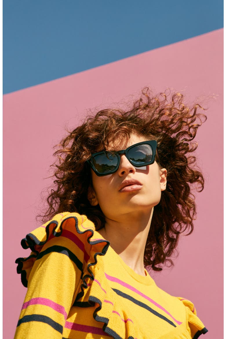 Ginza 50mm Cat Eye Sunglasses, Alternate, color, MILK TORTOISE/ BLACK SOLID