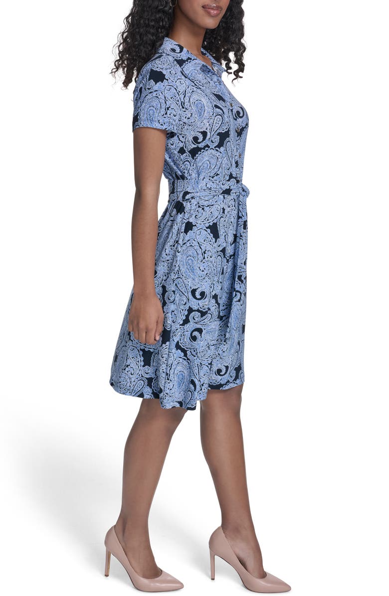 Tommy Hilfiger Floral Jersey Shirtdress, Alternate, color, Sky Captain/ Marina Blue
