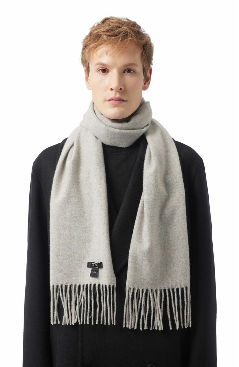 GOBI Mongolian Cashmere Cashmere Fringed Scarf, Main, color, Dawn Blue