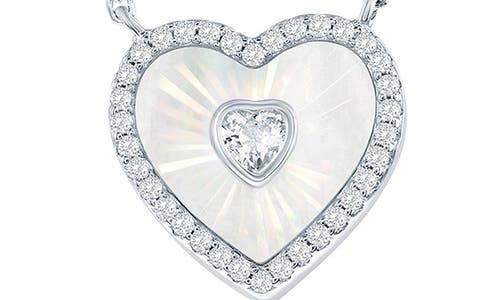Simona Cubic Zirconia & Mother-of-pearl Heart Pendant Necklace In Silver