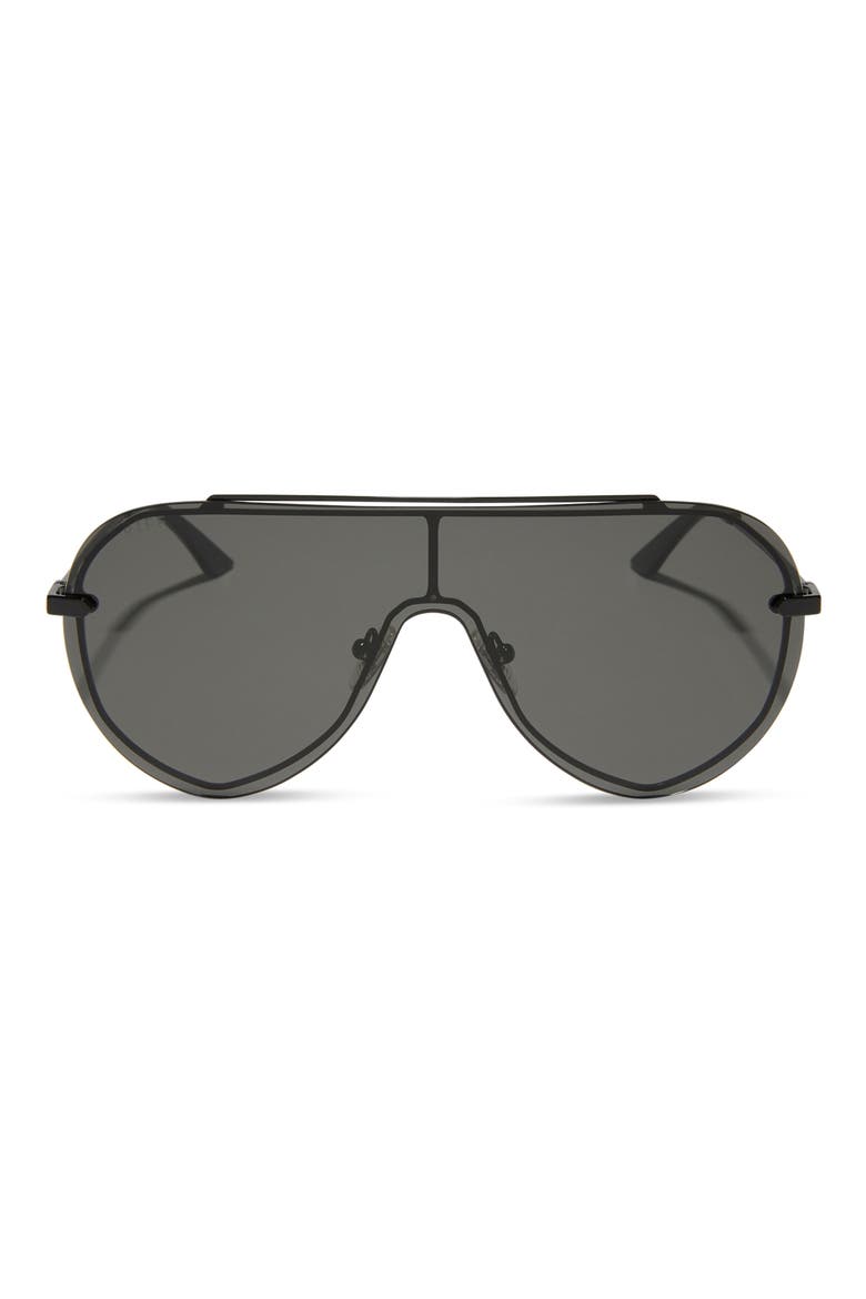 Imani 139mm Gradient Shield Sunglasses, Main, color, BLACK / GREY