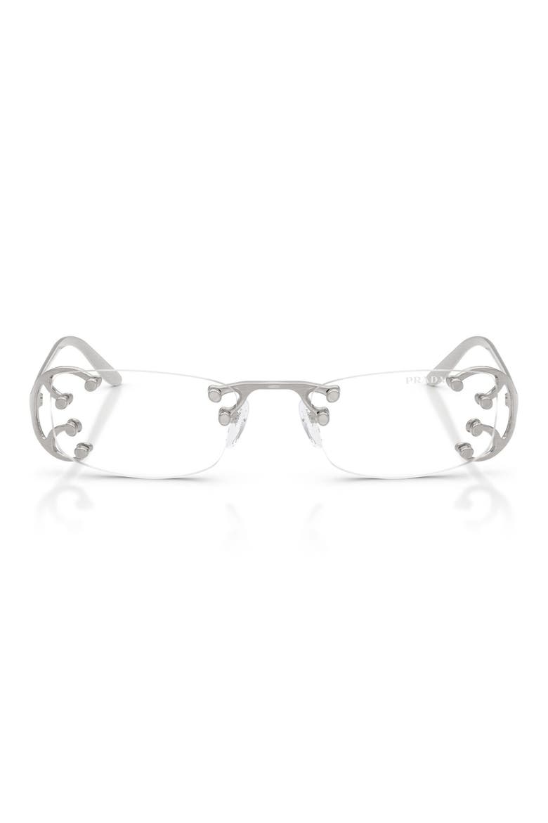 52mm Rectangular Blue Light Blocking Glasses, Main, color, ARGENTO NOUVEAU / BLUE LIGHT