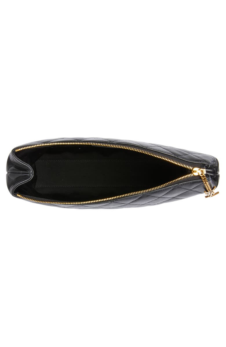 Saint Laurent Large Cassandre Leather Cosmetics Bag, Alternate, color, Noir