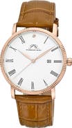 PORSAMO BLEU Veritas 1 Croc Embossed Leather Strap Watch, 40mm