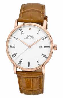 PORSAMO BLEU Veritas 1 Croc Embossed Leather Strap Watch, 40mm