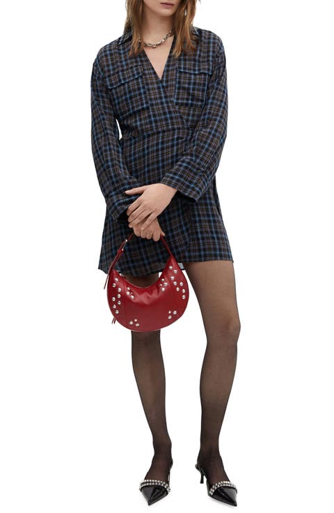 Vestido Maria Plaid Long Sleeve Wrap Dress