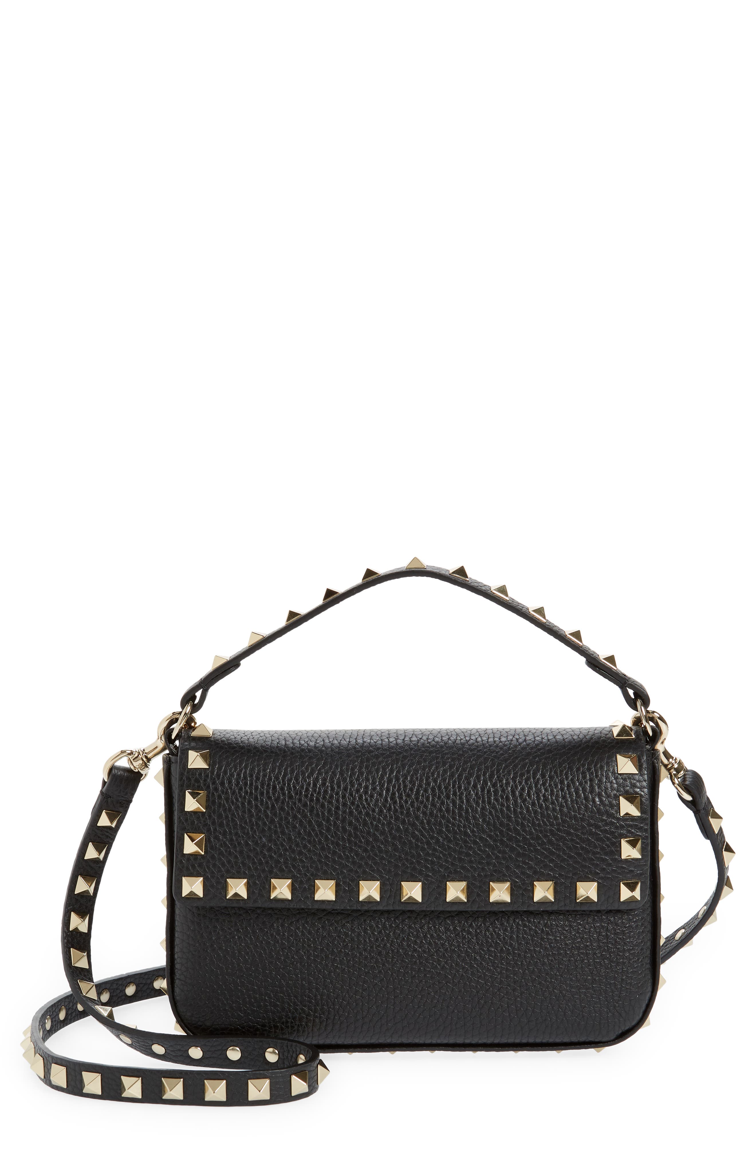 Valentino Garavani Rockstud Leather Crossbody Pouch, Main, color, 