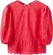 MANGO Floral Embroidered Cotton Peplum Top