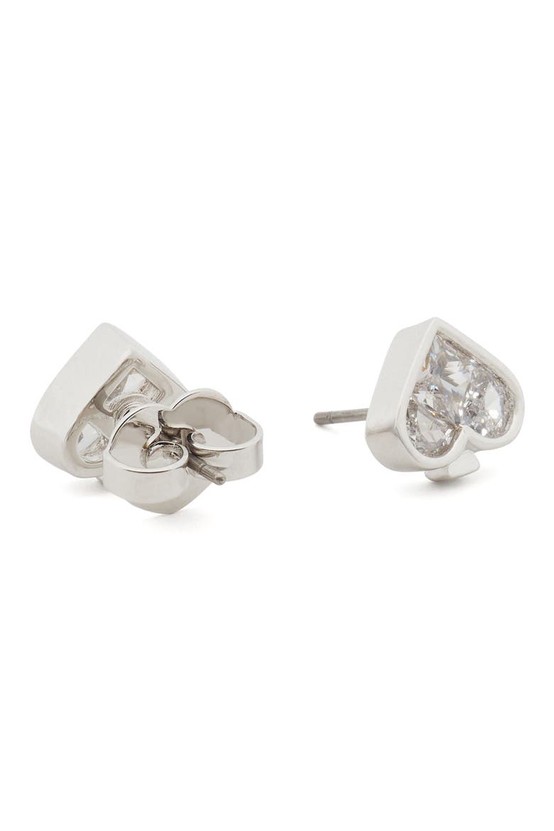 spade stud earrings, Alternate, color, CLEAR/SILVER.