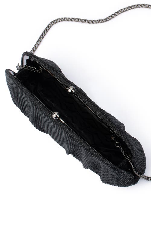 Olga Berg Aria Gathered Satin Frame Clutch In Black