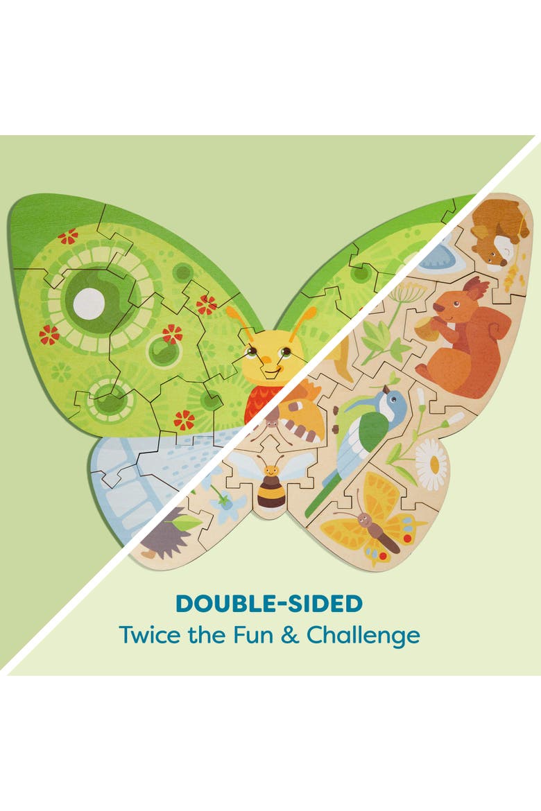 Wooden Puzzle Butterfly - 2 in 1 Reversible Puzzle, Alternate, color, Multi