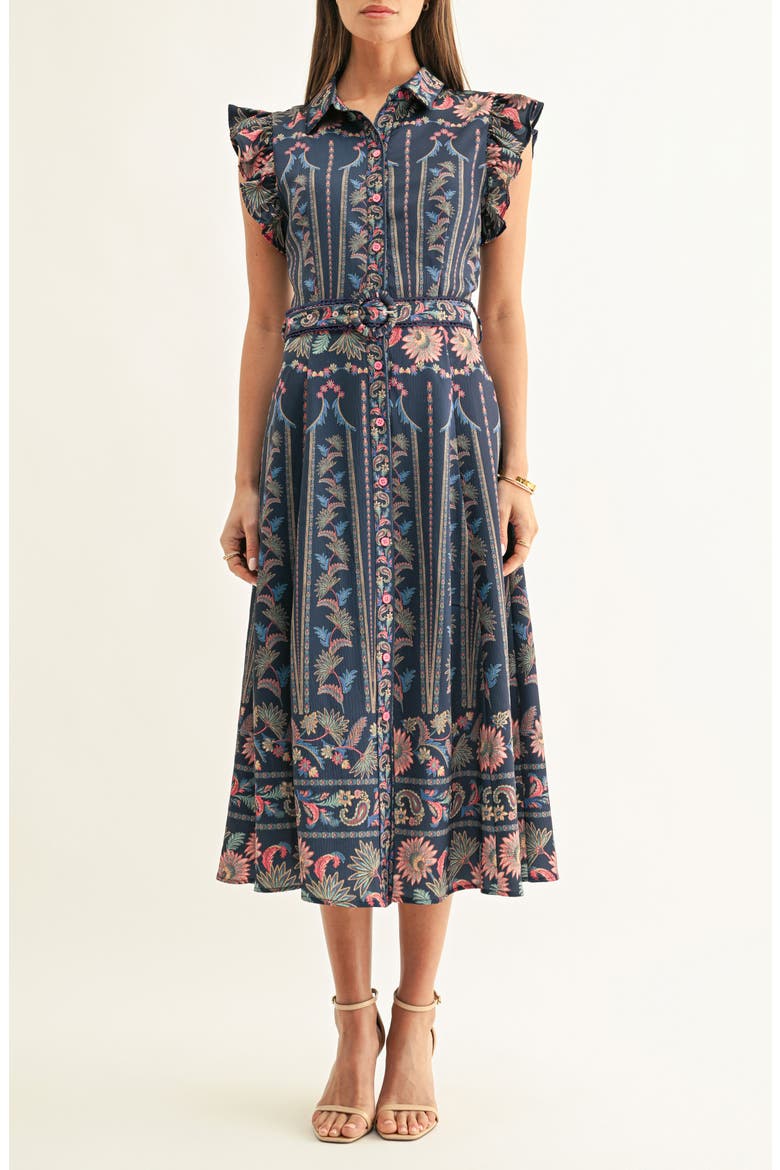 Karly Mixed Print Shirtdress, Main, color, NAVY MULTI