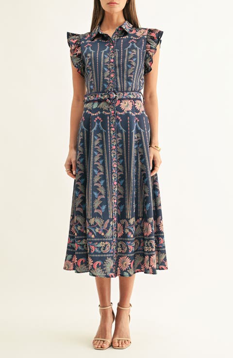 Karly Mixed Print Shirtdress