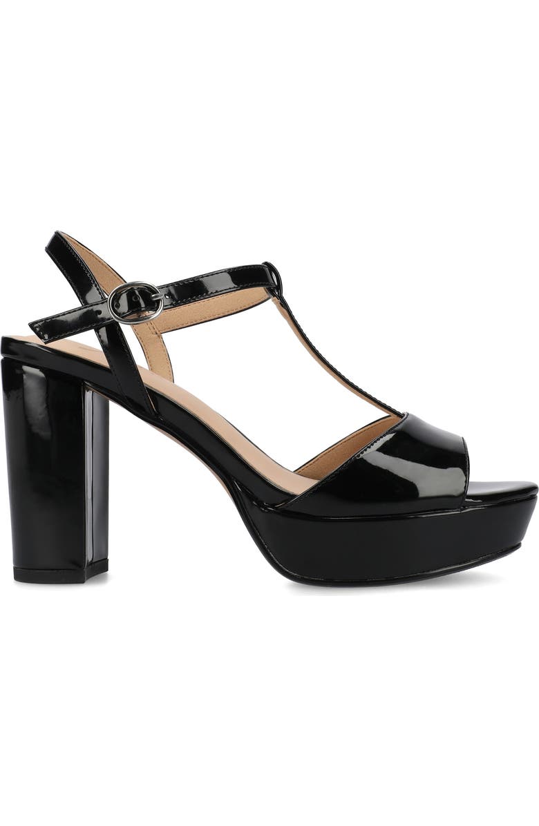 Journee Collection Lavine Slingback Flat Sandal, Alternate, color, Patent/ Black