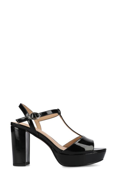 Journee Collection Lavine Slingback Flat Sandal In Patent/black