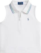 Polo Ralph Lauren Kids' Sleeveless Stretch Cotton Piqué Half Zip Polo