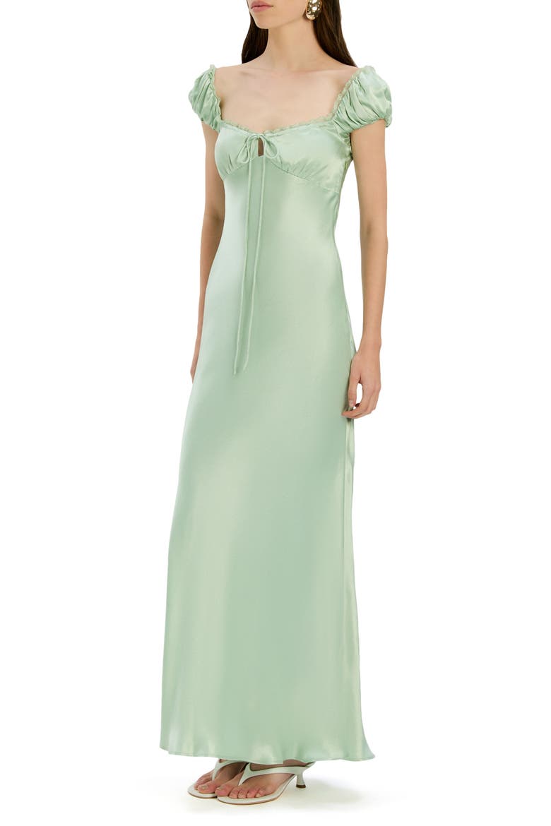 Stasia Satin Slipdress, Alternate, color, PISTACHIO