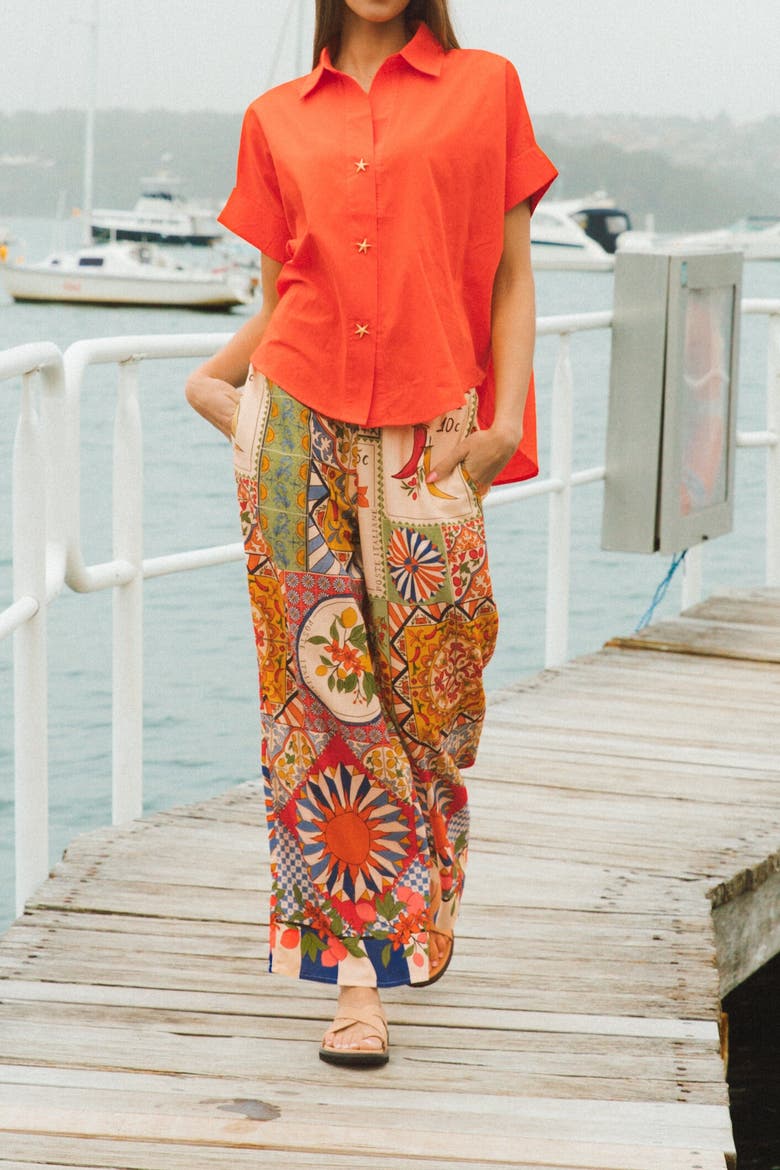 Amalfi Mosaic Pants, Alternate, color, Blue
