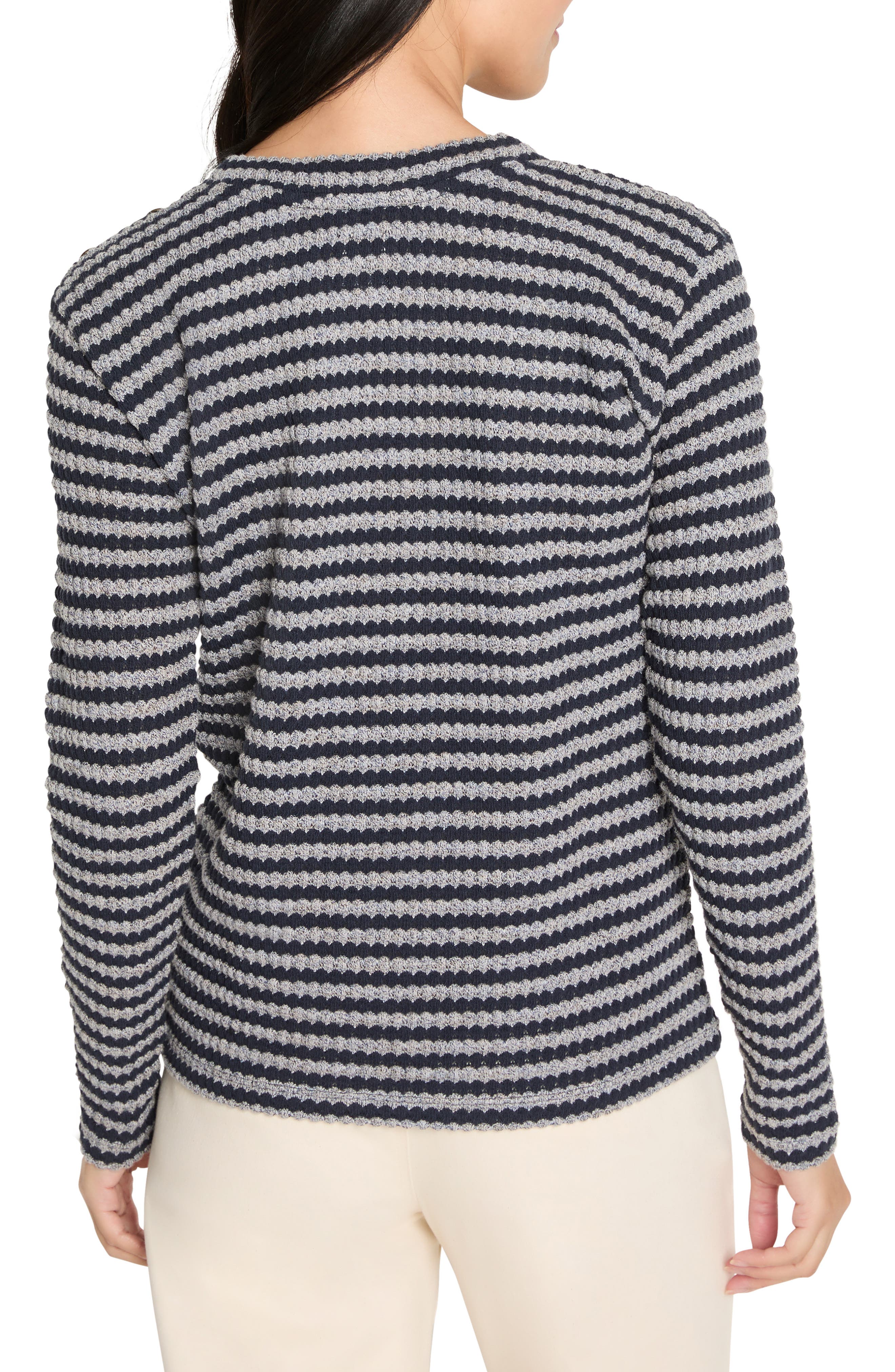 Texture Stripe Button Shoulder Top - image 2