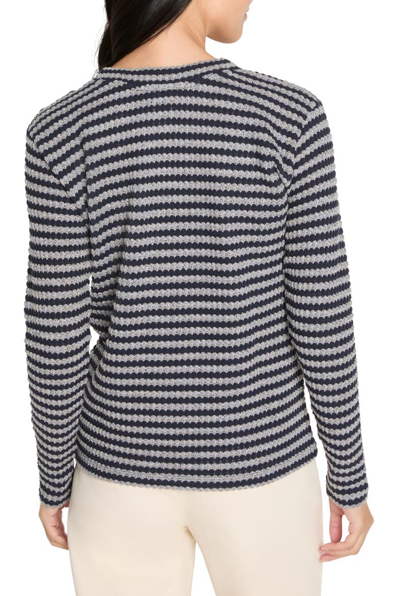 Texture Stripe Button Shoulder Top, Alternate, color, INDIGO MULTI