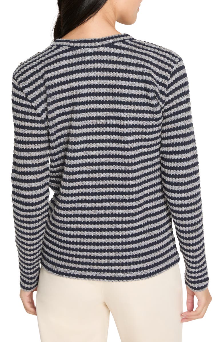 NIC+ZOE Texture Stripe Button Shoulder Top, Alternate, color, Indigo Multi