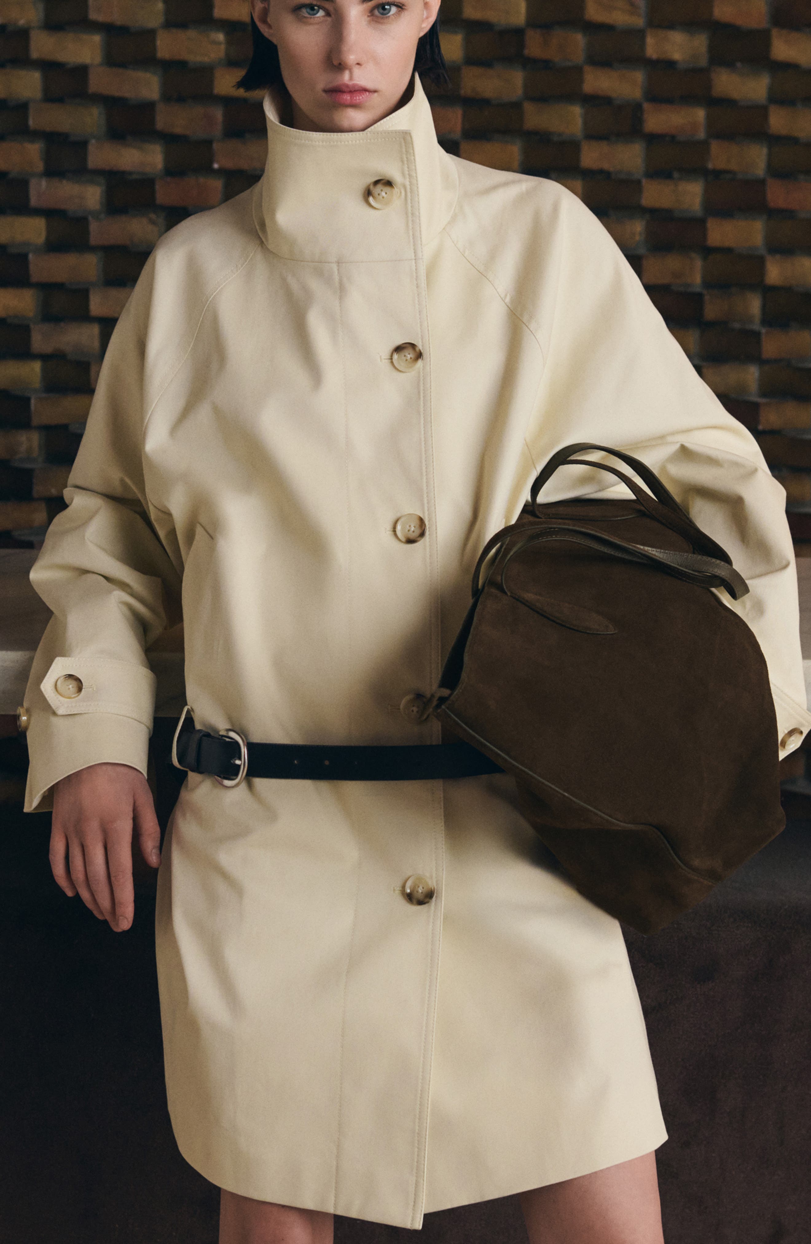 MANGO Suede Shopper Bag, Alternate, color, Medium Brown