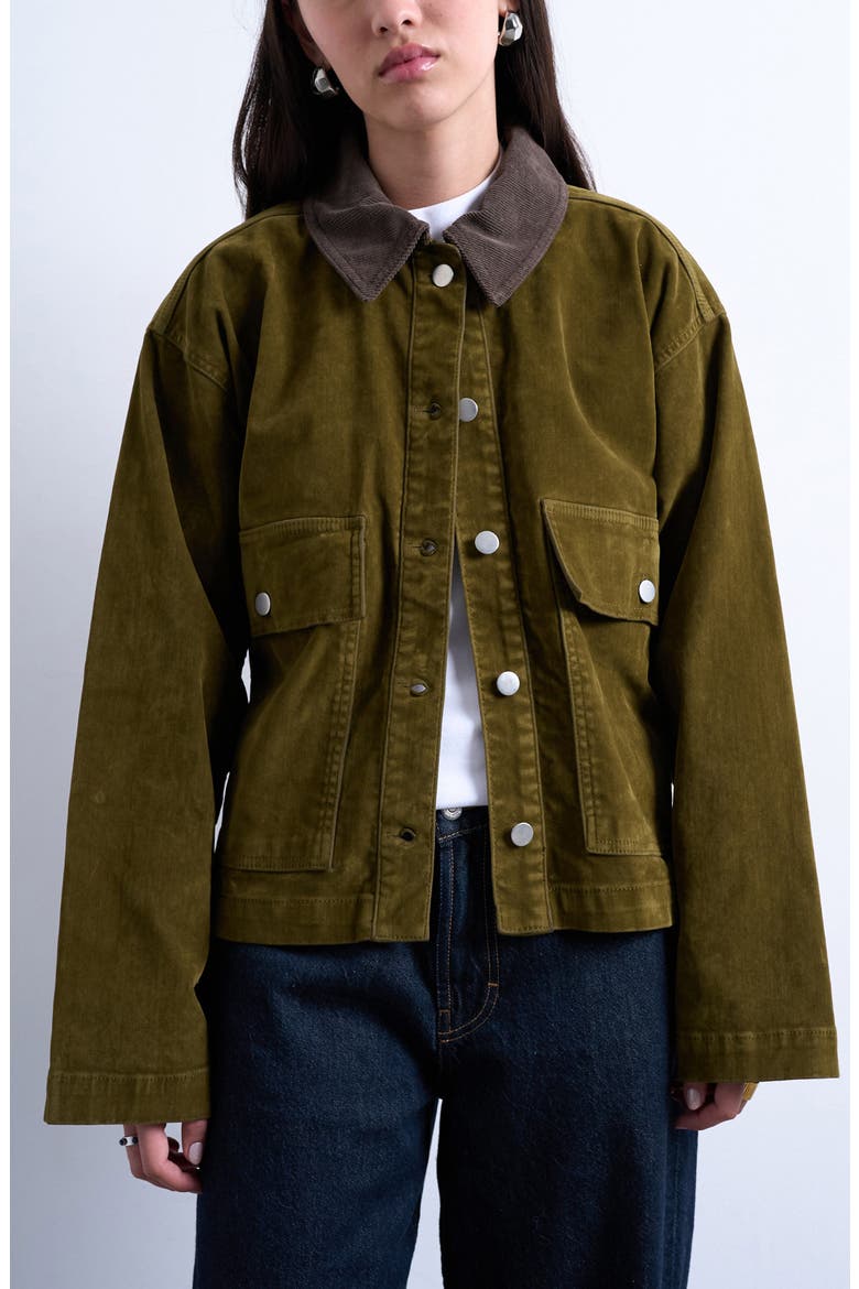 Corduroy Collar Jacket, Main, color, KHAKI