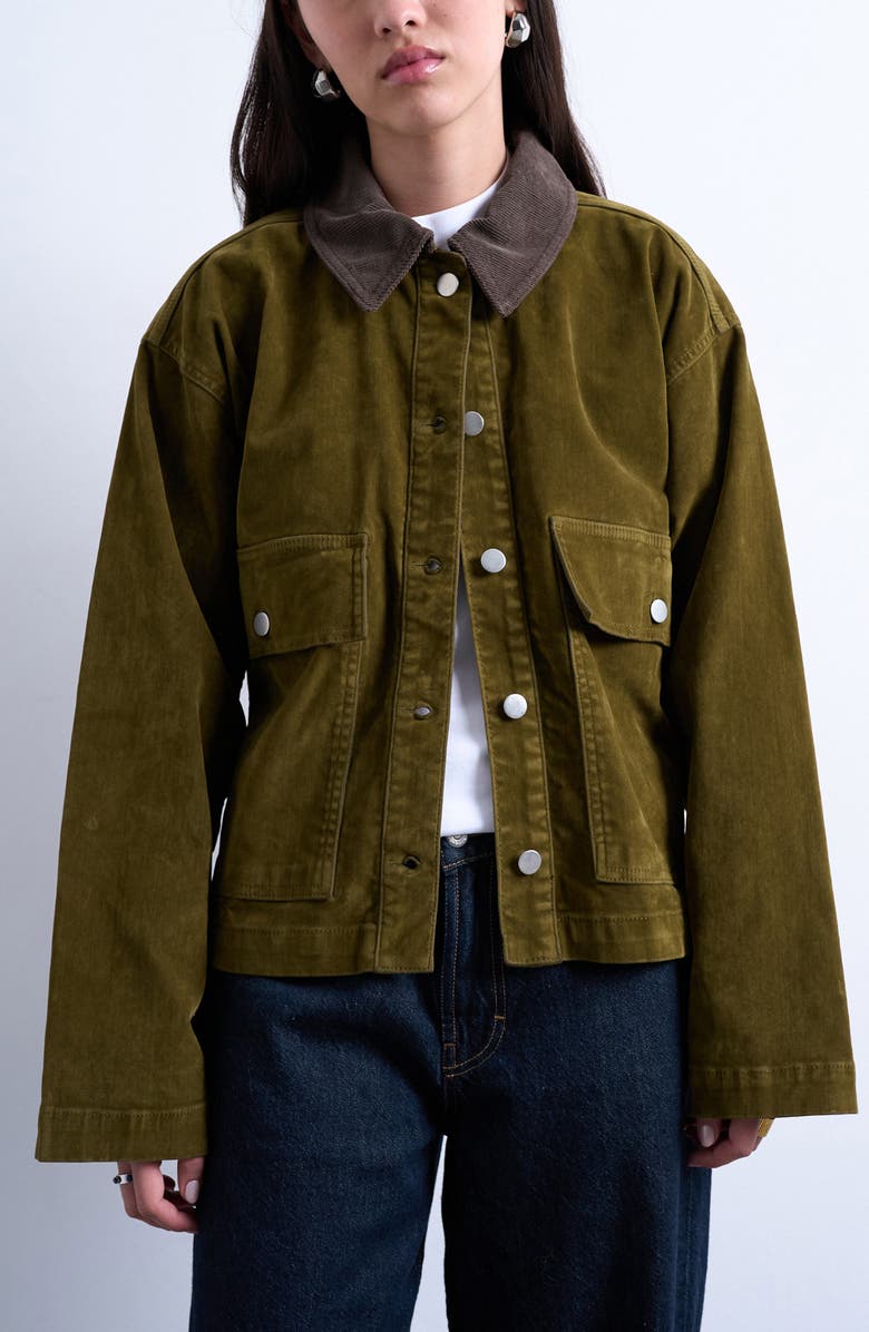 Topshop Corduroy Collar Jacket, Main, color,