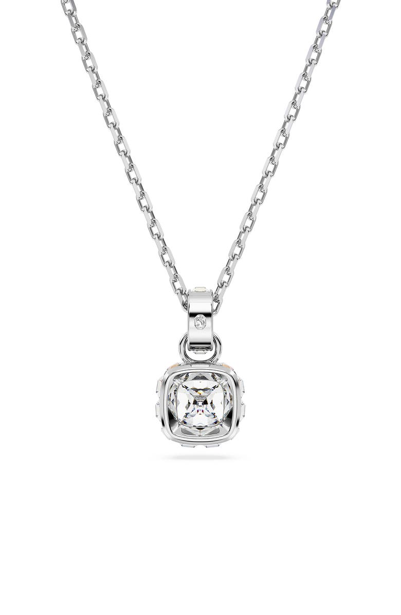 Swarovski Square Cut Birthstone Crystal Pendant Necklace, Alternate, color, Silver/ April