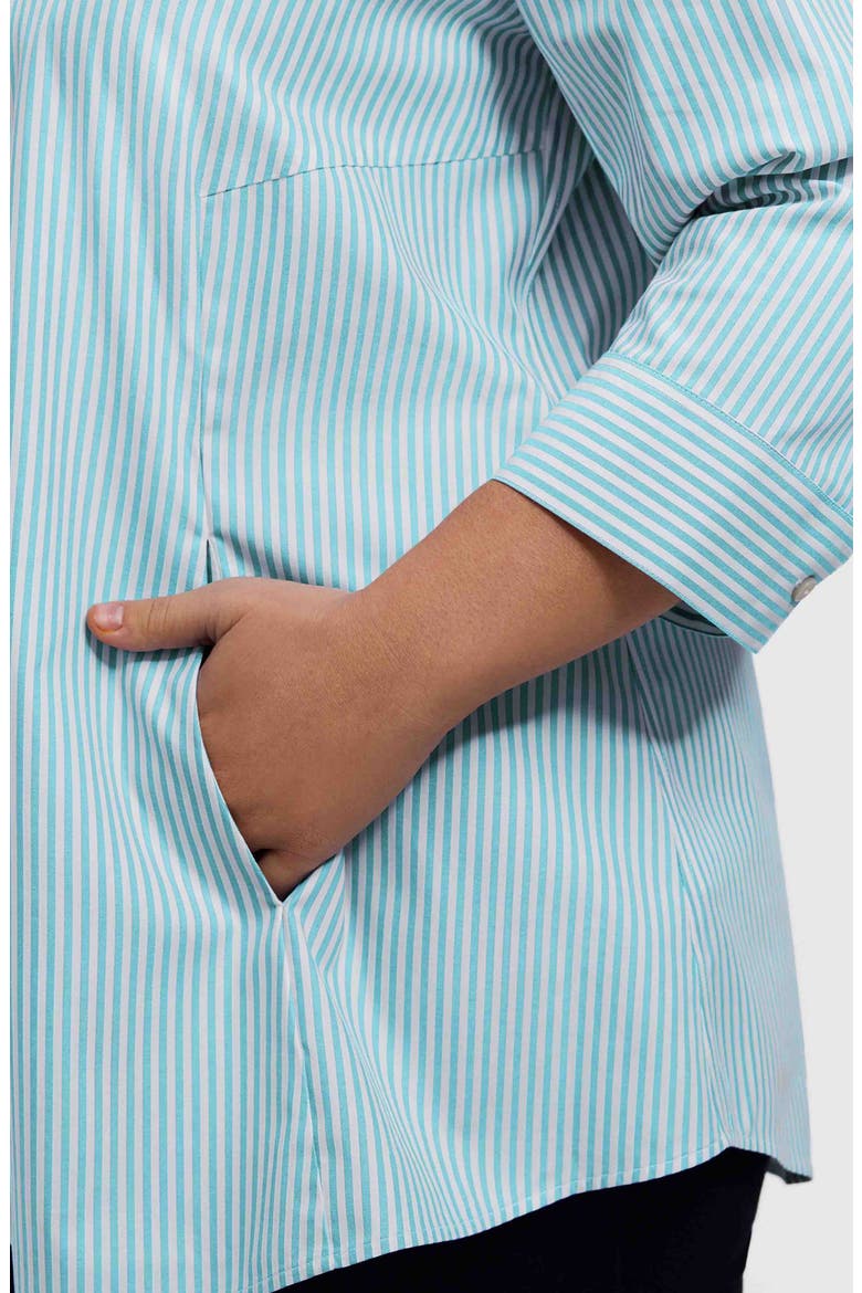 Cici Stripe Cotton Tunic Blouse, Alternate, color, CAPRI BLUE/ WHITE