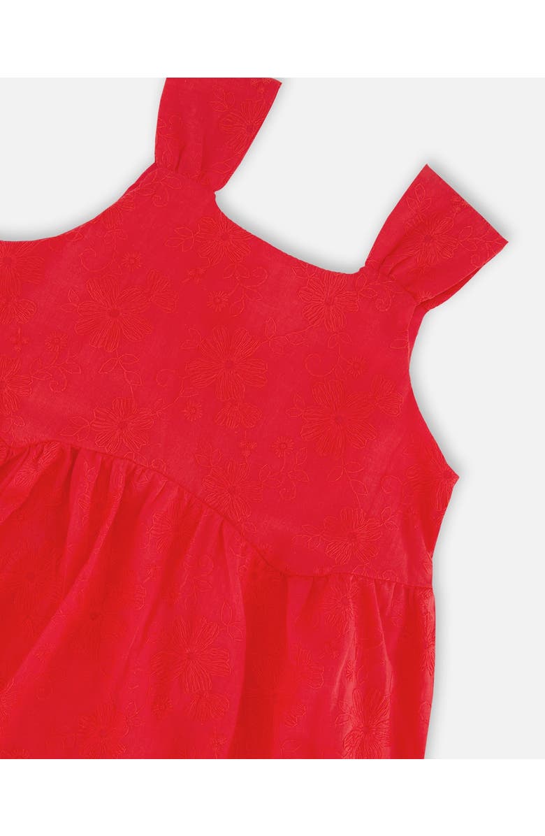Deux par Deux Girl's Multi-Tiered Eyelet Dress Red, Alternate, color,