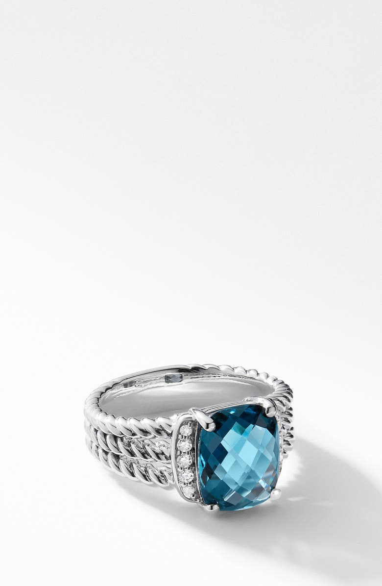 David Yurman Petite Wheaton<sup>®</sup> in Sterling Silver with Semiprecious Stone & Diamonds, 10mm, Alternate, color,