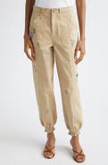 Cinq à Sept Rhinestone Paisley Embroidered Ankle Pants
