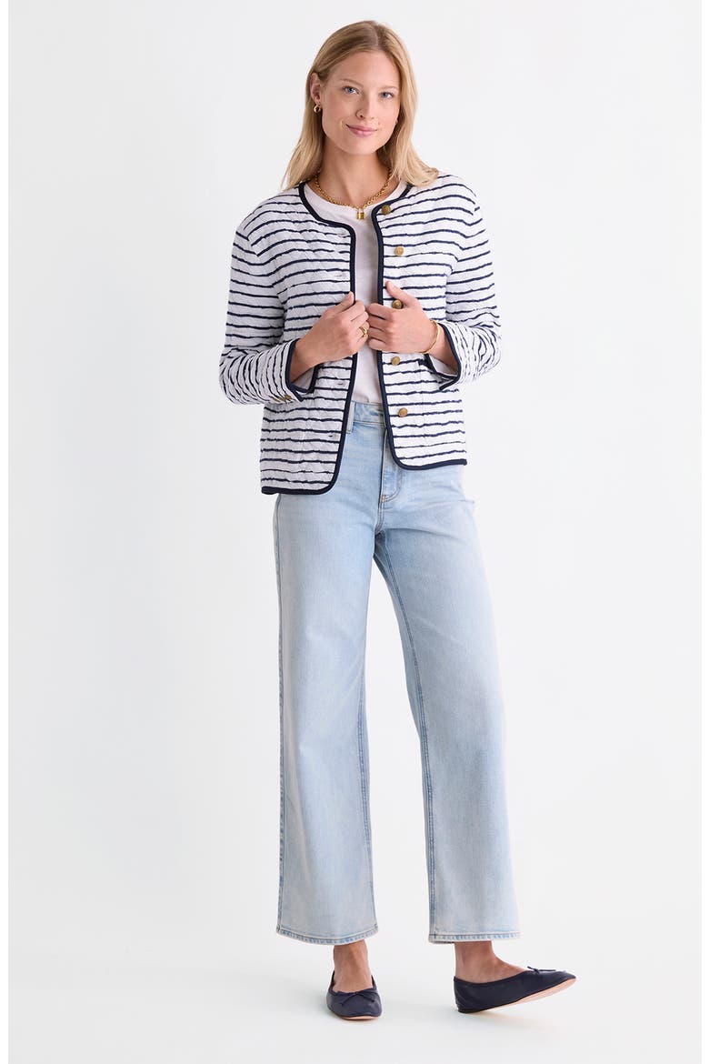 Stripe Quilted Jacket, Alternate, color, STRIPE NAUTICAL NAVY