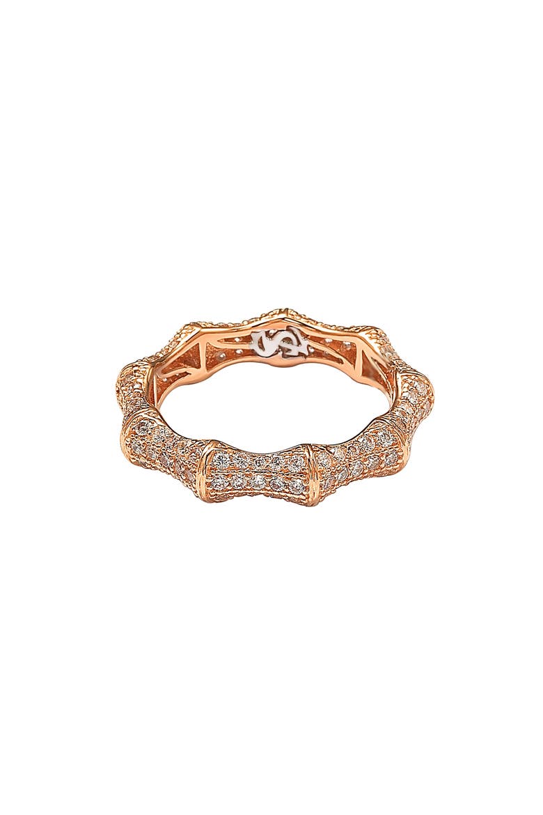 Pavé Cubic Zirconia Bamboo Eternity Ring, Alternate, color, PINK