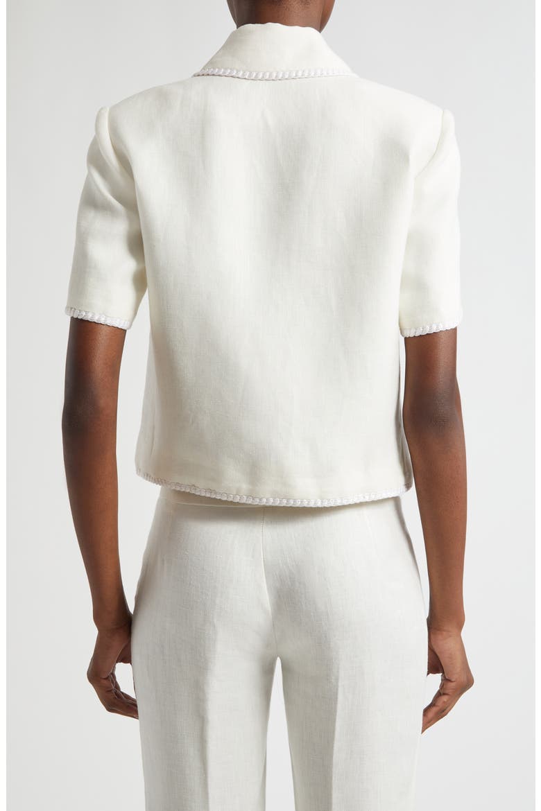 Short Sleeve Crop Linen Jacket, Alternate, color, BIANCO NATURALE