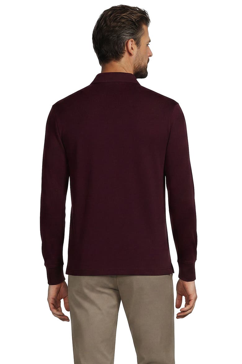 Long Sleeve Cotton Supima Polo Shirt with Pocket, Alternate, color, Lush Burgundy